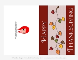 Happy Thanksgiving Leaves D1 Cut & Fold 5x7 Greeting Card