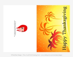 Happy Thanksgiving Palm Trees Cut & Fold 5x7 Greeting Card