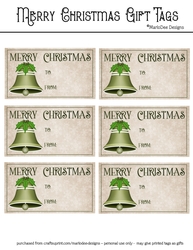 Merry Christmas Gift Tags - Green Bell Design