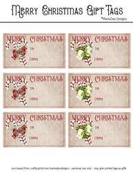 Merry Christmas Gift Tags - Red Candy Canes