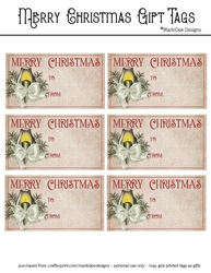 Merry Christmas Gift Tags - Lantern with Green Candle