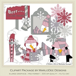 Brrr Its Cold Outside Snowman & Penguin - Colors 13 - Clip Art Graphics