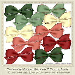 Christmas Colors 5 Digital Bows Graphics