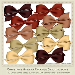 Christmas Colors 6 Digital Bows Graphics