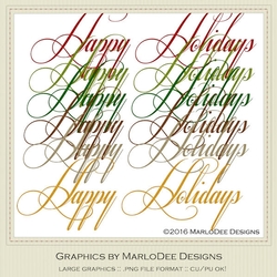 Beautiful Script Happy Holidays Word Art Graphics 