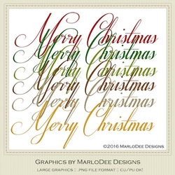 Beautiful Script Merry Christmas Word Art Graphics pkg 1