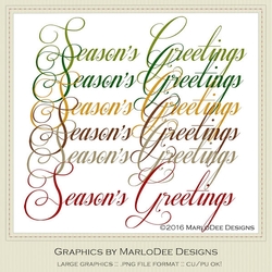 Beautiful Script Seasons Greetings Word Art Graphics
