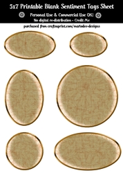 Antique Look Blank Oval Shape Sentiment Tags Sheet 2