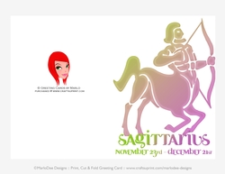 Quick Cut & Fold 5x7 Birthday Zodiac Greeting Card | Sagittarius Sign | design 1