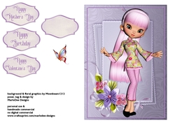 Pretty Asian Cookie Girl 2 Quick Card Sheet