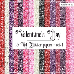 Valentines Day Colors 1 - Glitter Pattern A4 Size Backgrounds set 1