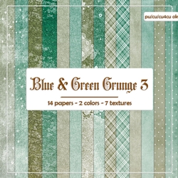 Blue & Green Grunge Texture Paper Backgrounds Kit 3