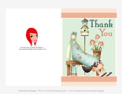 Primitive Girl - Thank You 5x7 Cut & Fold Card (CU Allowed)