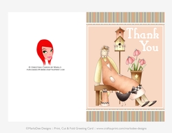 Primitive Girl D2 - Thank You 5x7 Cut & Fold Card (CU Allowed)