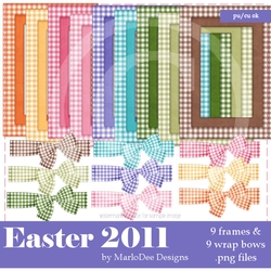 Country Ginghaml Vertical Frames & Bows - Easter Colors