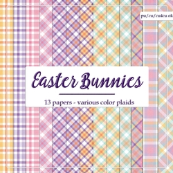 Easter Bunnies Plaid Patterns set 1 A4 Digital Paper Backgrounds