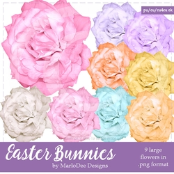 Easter Bunnies Flowers set 6