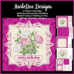 Beautiful Pink & White English Roses Mini Card Kit 1