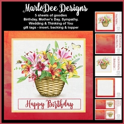 Beautiful Lilly Flower Basket - Mixed Sentiments Mini Card Kit