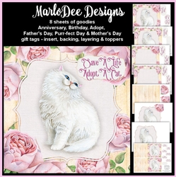 Pretty White Kitty Cat - Mini Card Kit 1