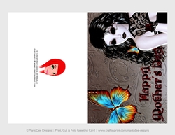Cut & Fold 5x7 Mothers Day Fantasy Card | Beautiful Gothic Butterfly Woman