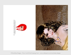 Cut & Fold 5x7 Mothers Day Fantasy Card | Beautiful Brunette Woman on Brown Background
