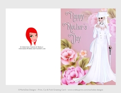 Cut & Fold 5x7 Mothers Day Fantasy Card | Victorian Woman