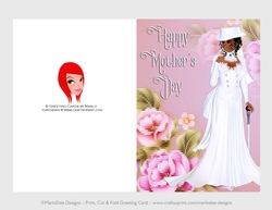 Cut & Fold 5x7 Mothers Day Fantasy Card | Victorian Ethnic Skin Woman