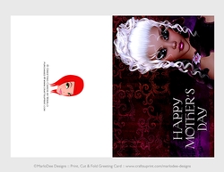Cut & Fold 5x7 Mothers Day Fantasy Card | Gothic White Hair Ethnic Woman
