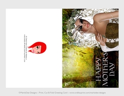 Cut & Fold 5x7 Mothers Day Fantasy Card | Platinum Blonde Hair Doe Woman