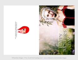 Cut & Fold 5x7 Mothers Day Fantasy Card | Blonde Hair Royalty Elf 