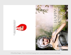 Cut & Fold 5x7 Mothers Day Fantasy Card | Grey Hair Elf in a Grey Dress
