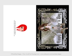 Cut & Fold 5x7 Mothers Day Fantasy Card | Elf Warrior with Winter Oil Painting Scene