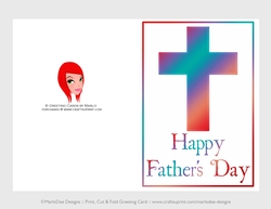 Blue, Purple & Red Cross | Cut & Fold 5x7 Fathers Day Card