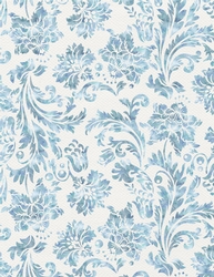 Pastel Blue Watercolor - Damask Floral Design A4 Size Backing Paper