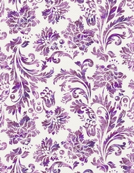 Purple Watercolors - Damask Floral Design A4 Size Backing Paper