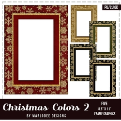 Christmas Colors 2 - Golden Snowflake & Glitter Pattern Rectangle A4 Size Frames 