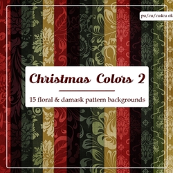 Christmas Colors 2 - Damask & Floral A4 Size Backgrounds