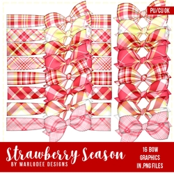 Strawberry Season - Basic & Wrap Plaid Tartan Bow Graphics