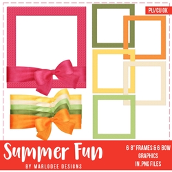 Summer Fun - Square Metal Texture Frames & Fabric Bow Graphics {set 1}