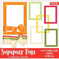 Summer Fun - Vertical Metal Gloss Frames & Fabric Bow Graphics {set 1}