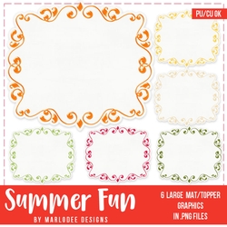 Summer Fun - White Mats with Metal Look Swirl Frames