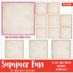 Summer Fun - Tan Texture Square Mats with Metal Look Frames