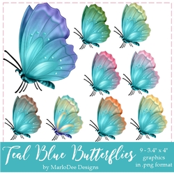 Teal Blue Butterflies