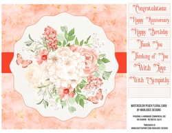 Watercolor Peach Color Flower Arrangement 8x8 Card