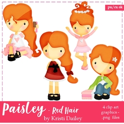 Cute Paisley Girl with Copper Red Hair Graphics