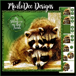 Raccoon Siblings 8x8 Scalloped Layered Mini Card Kit