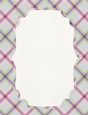 Purple, Green, Pink, White & Blue Plaid A4 size Background with Pretty White Topper