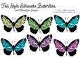 Silhouette Butterflies with Foil Wing Design - set 2