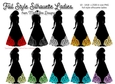 Silhouette Ladies with Foil Wing Dress Designs